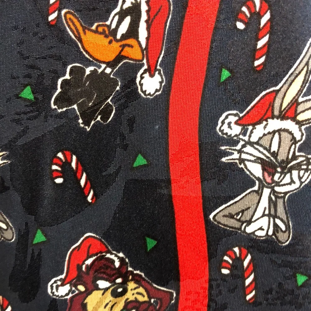 Vintage Looney Tunes Mania 1993 Holiday Tie with Candy Canes with Charac…